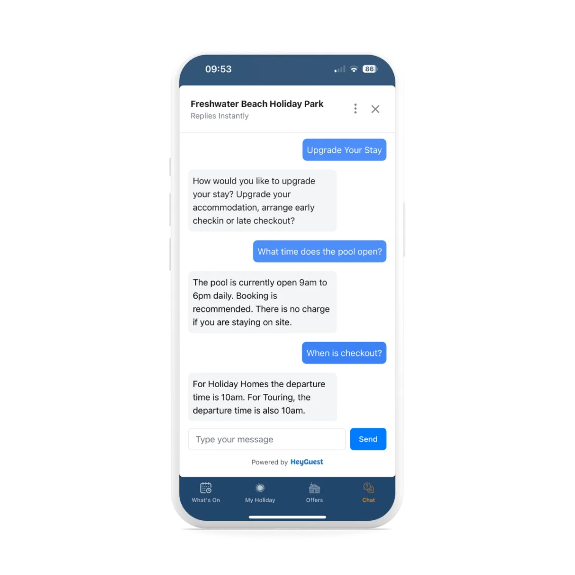 Freshwater Beach holiday Park is using HeyGuest Ai Powered Chat